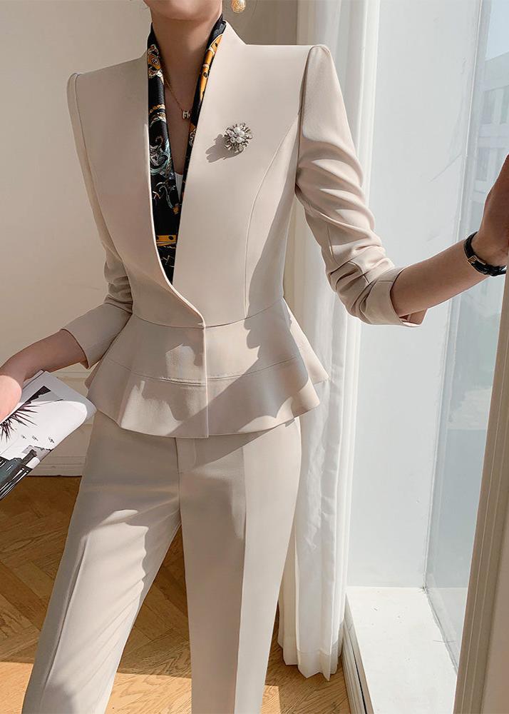 Peplum jacket pants suit R6