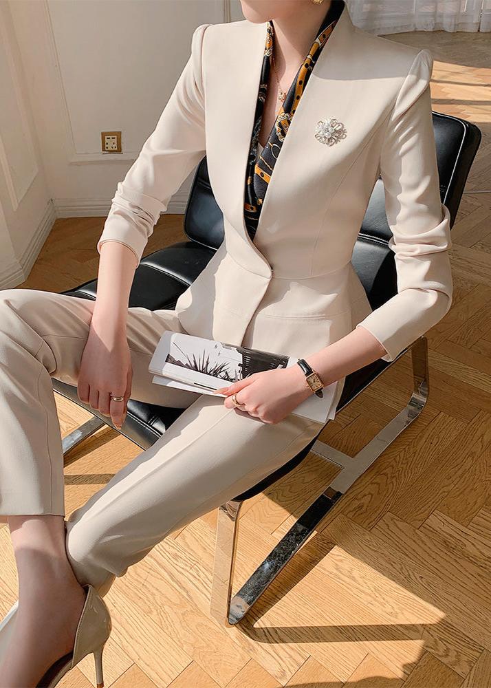 Peplum jacket pants suit R6