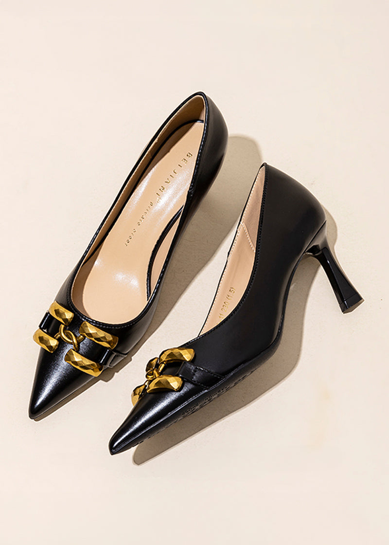 Metal accent pointed toe pumps R16