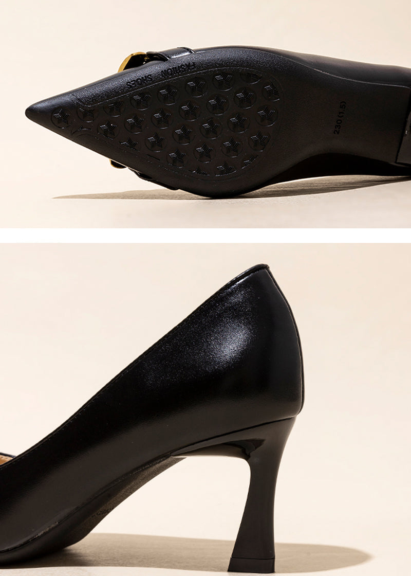 Metal accent pointed toe pumps R16