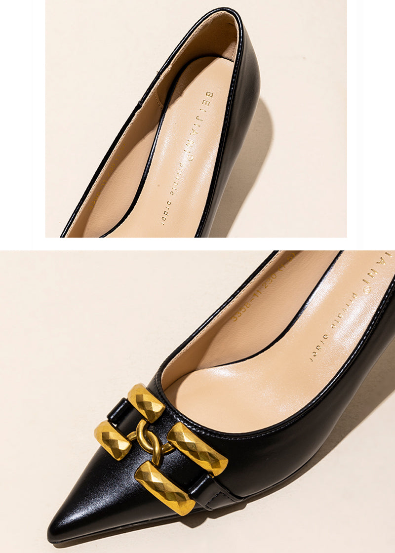 Metal accent pointed toe pumps R16