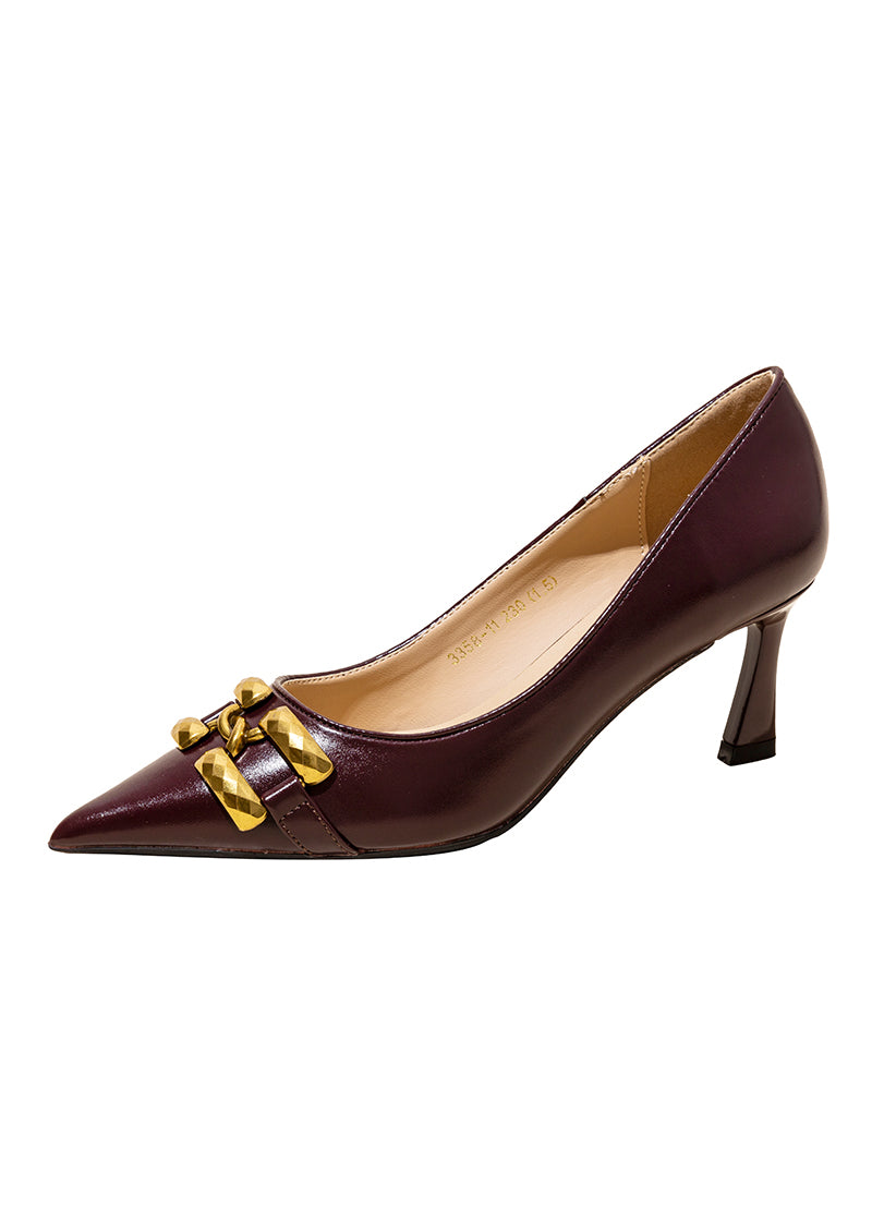 Metal accent pointed toe pumps R16