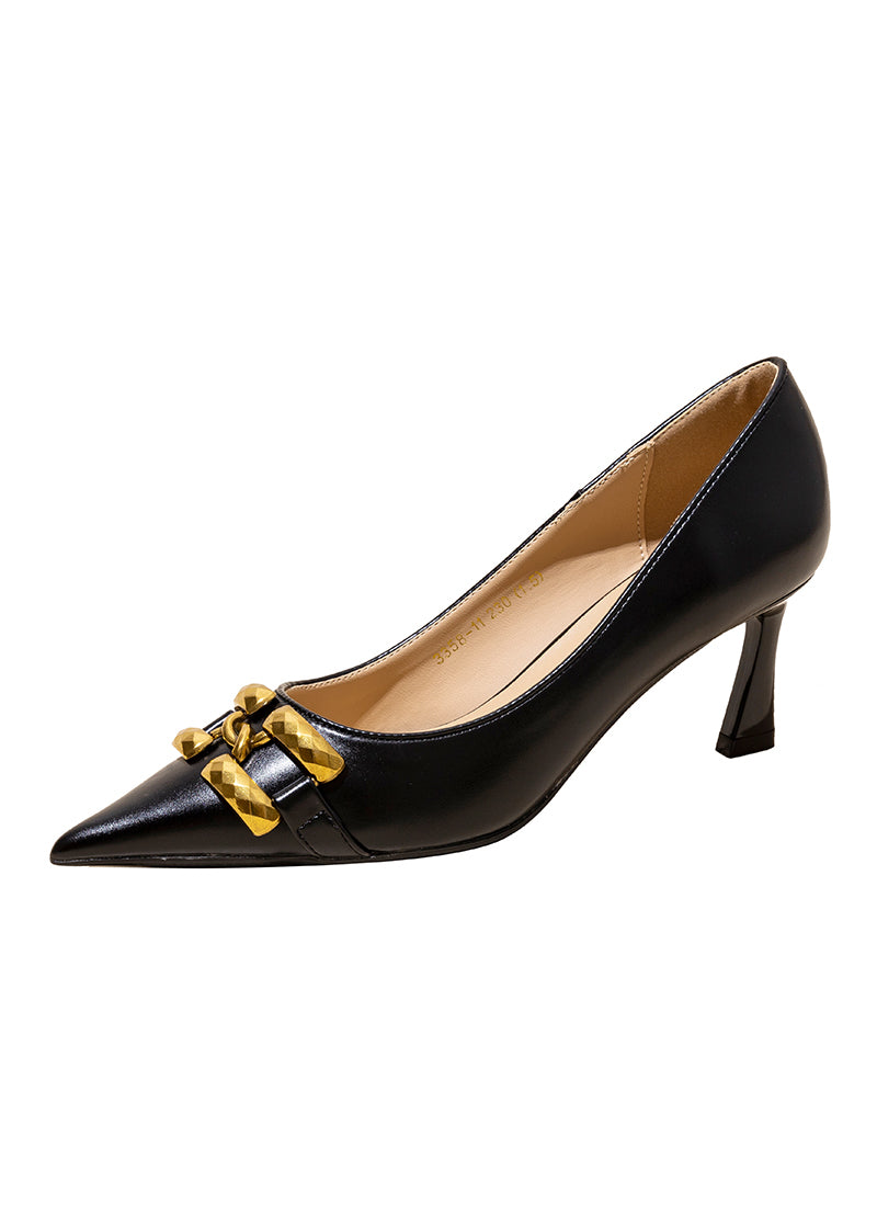Metal accent pointed toe pumps R16