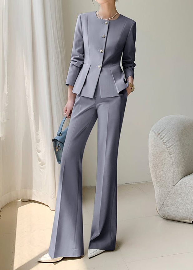 Square neck peplum pants suit R11