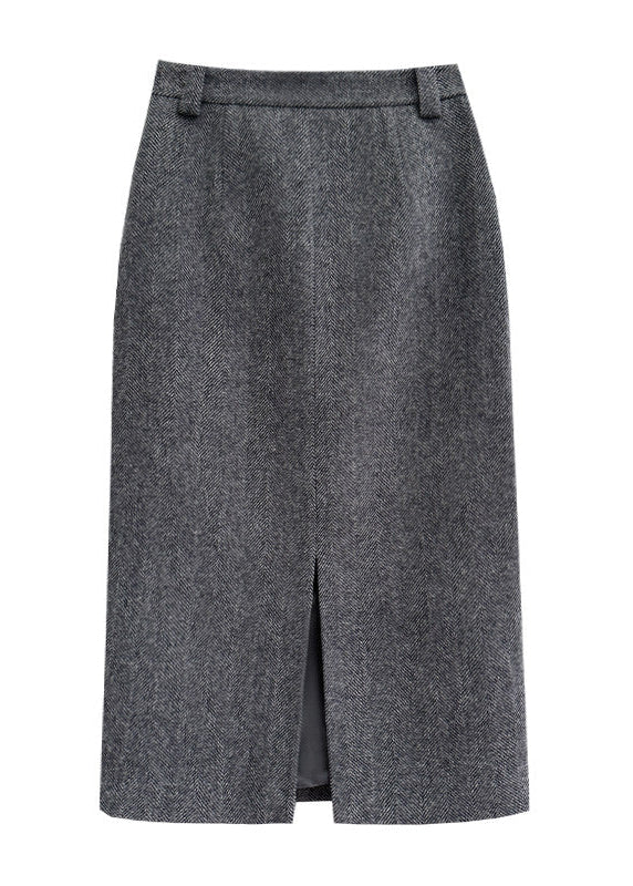 Herringbone Back Slit Midi Skirt R194