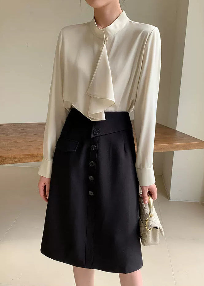 Asymmetry Frill Tie Blouse R107