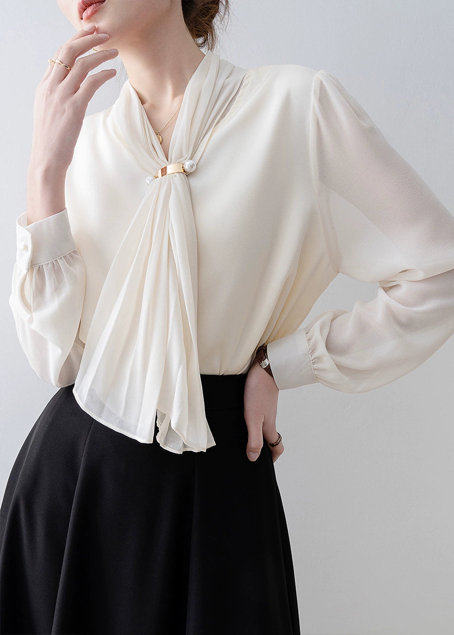 Pearl Accent Drape Blouse R41