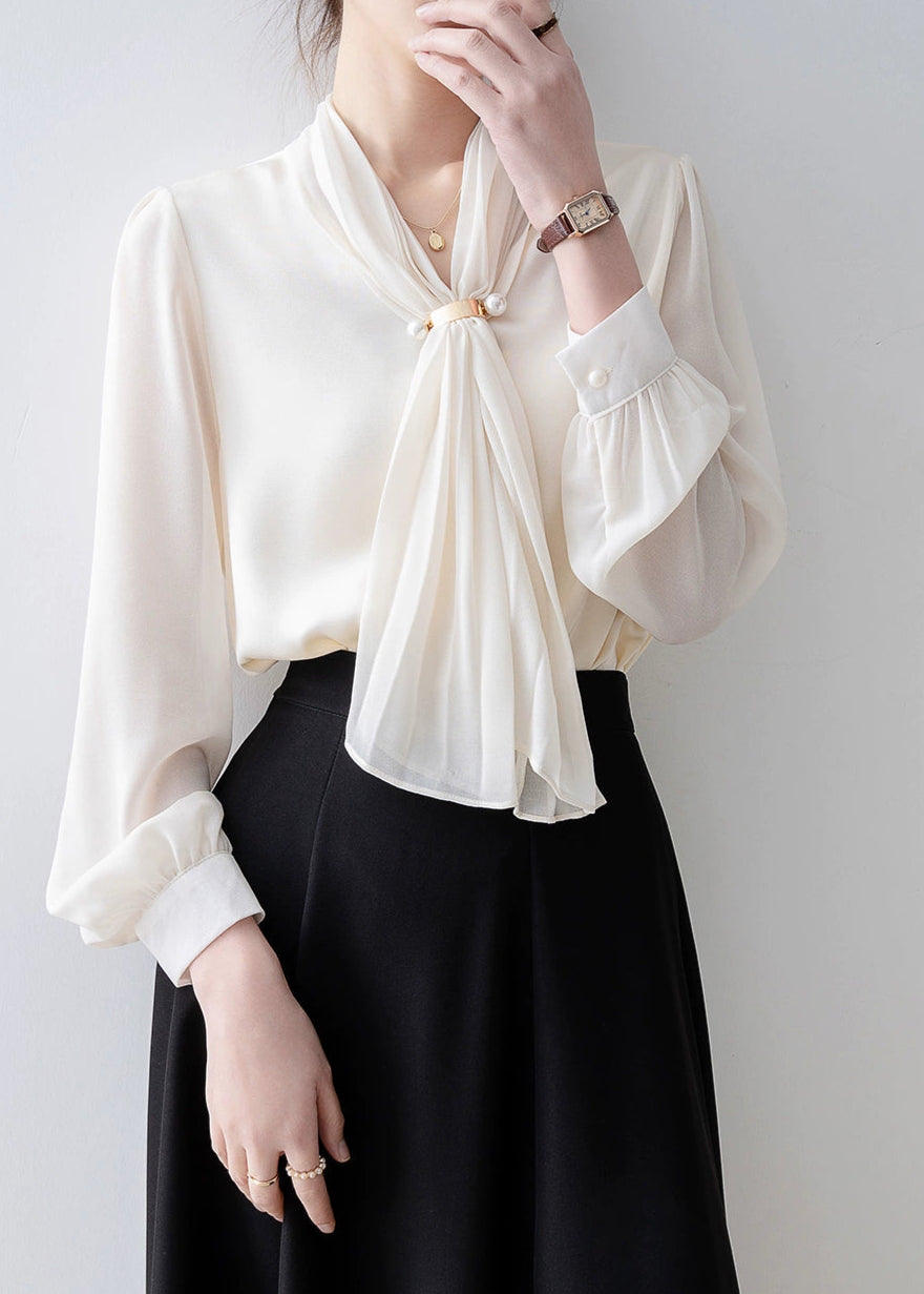 Pearl Accent Drape Blouse R41