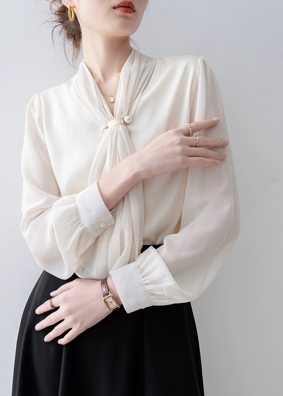 Pearl Accent Drape Blouse R41