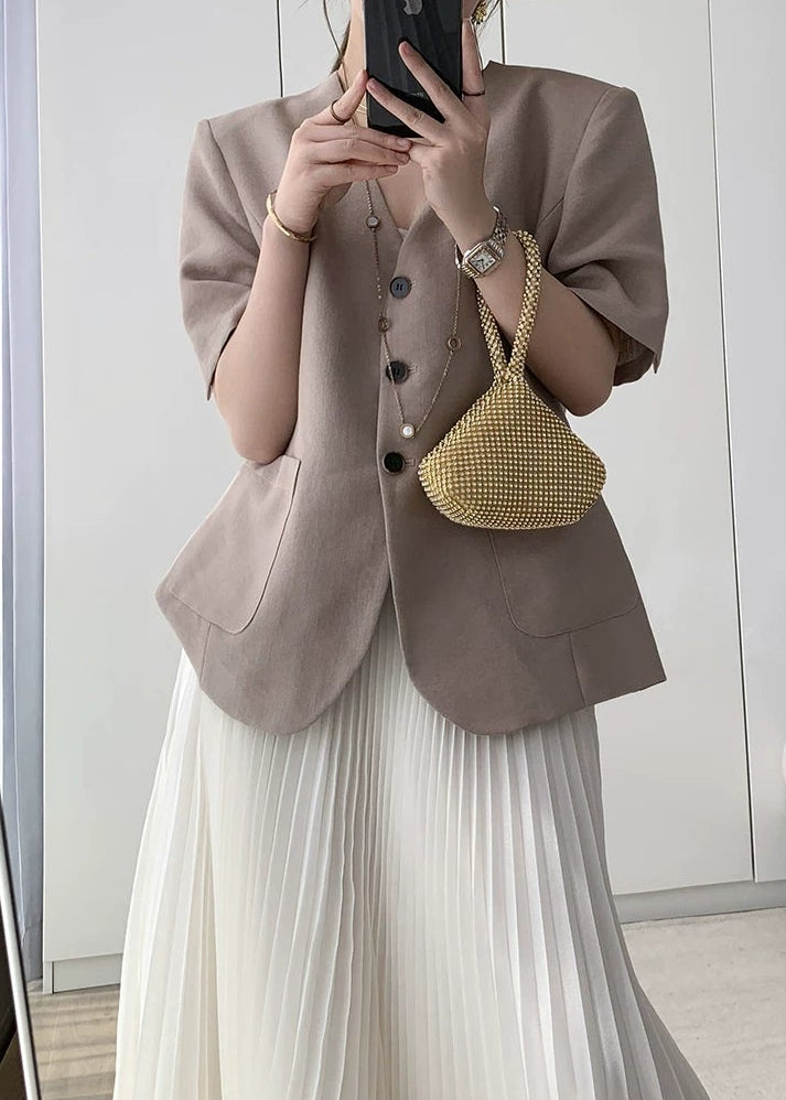 Minimal Half Sleeve Collarless Jacket R130
