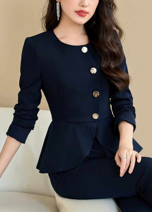 Feminine button peplum suit set　R5