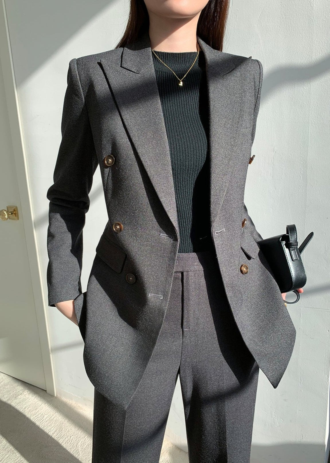 Double breasted jacket pants suit  R4