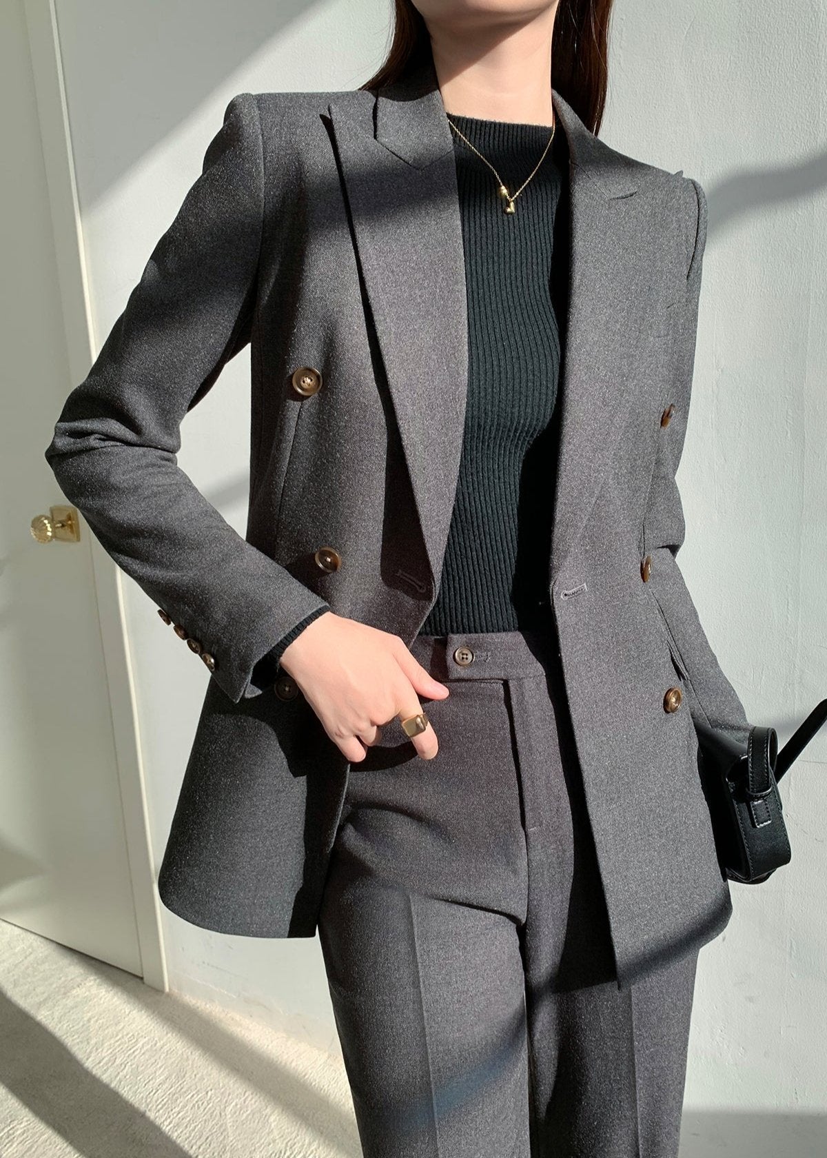 Double breasted jacket pants suit  R4