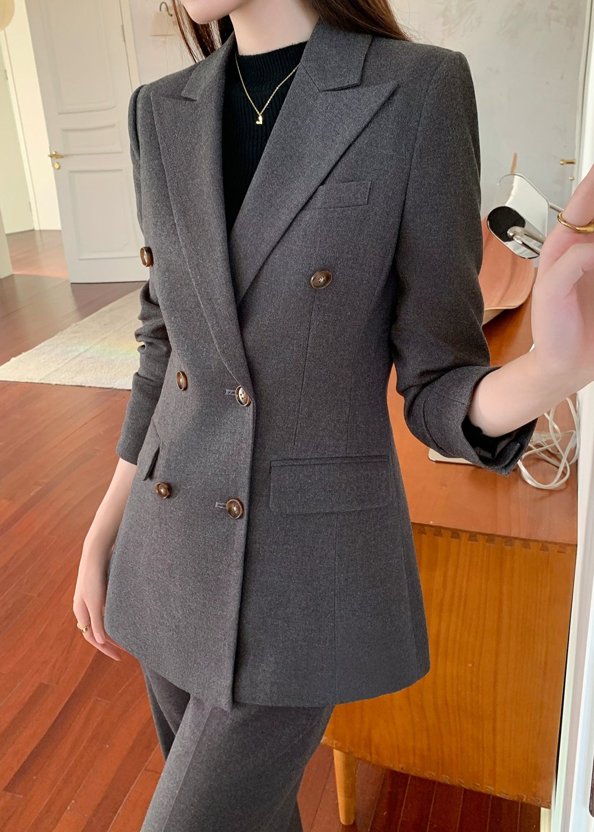 Double breasted jacket pants suit  R4