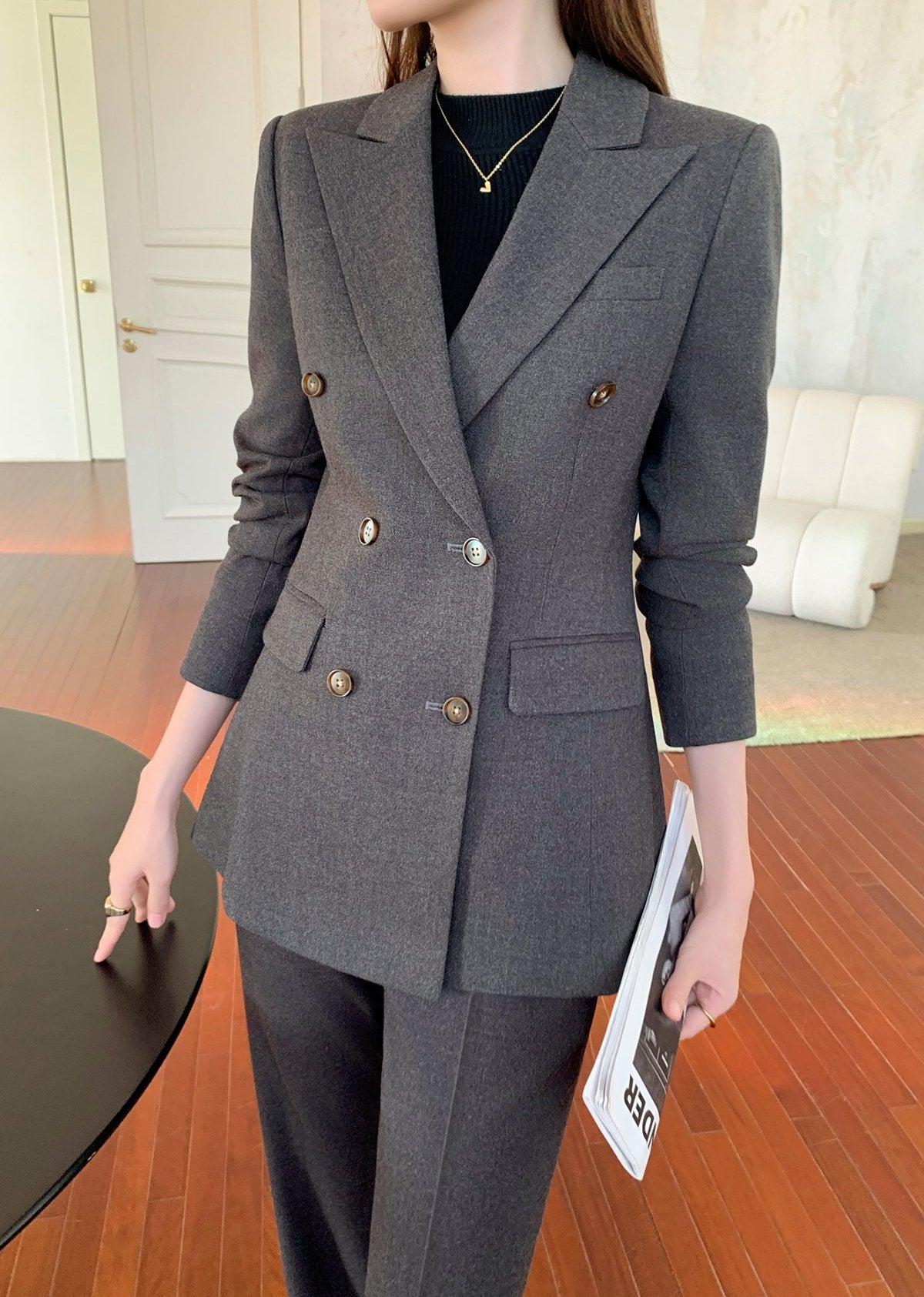 Double breasted jacket pants suit  R4