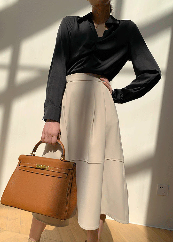 High Waist A-Line Midi Skirt　R108