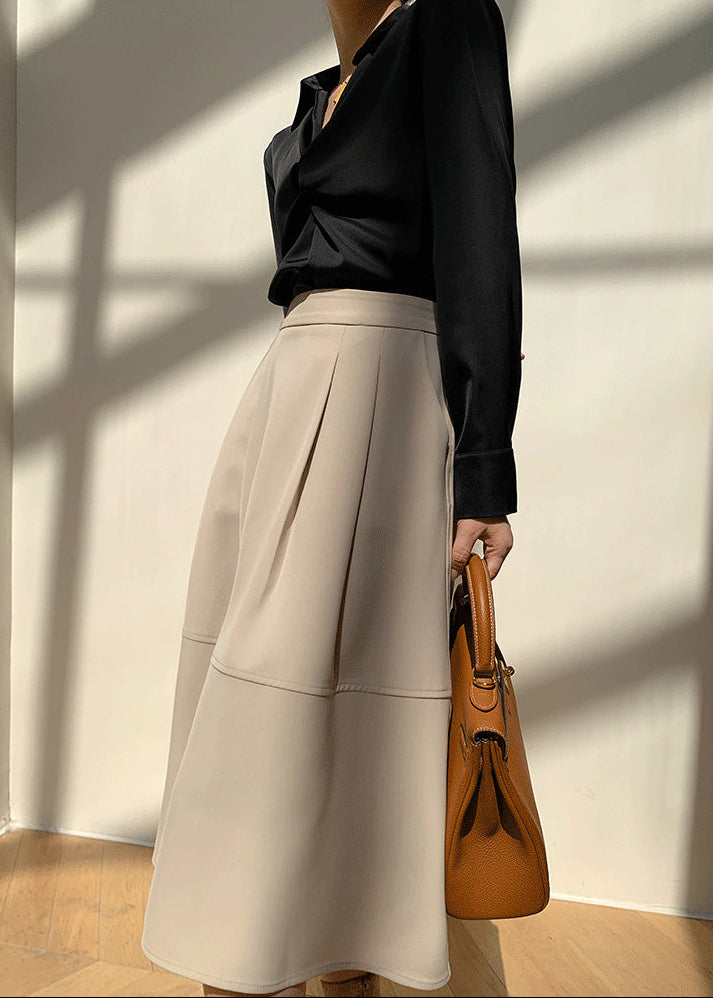 High Waist A-Line Midi Skirt　R108