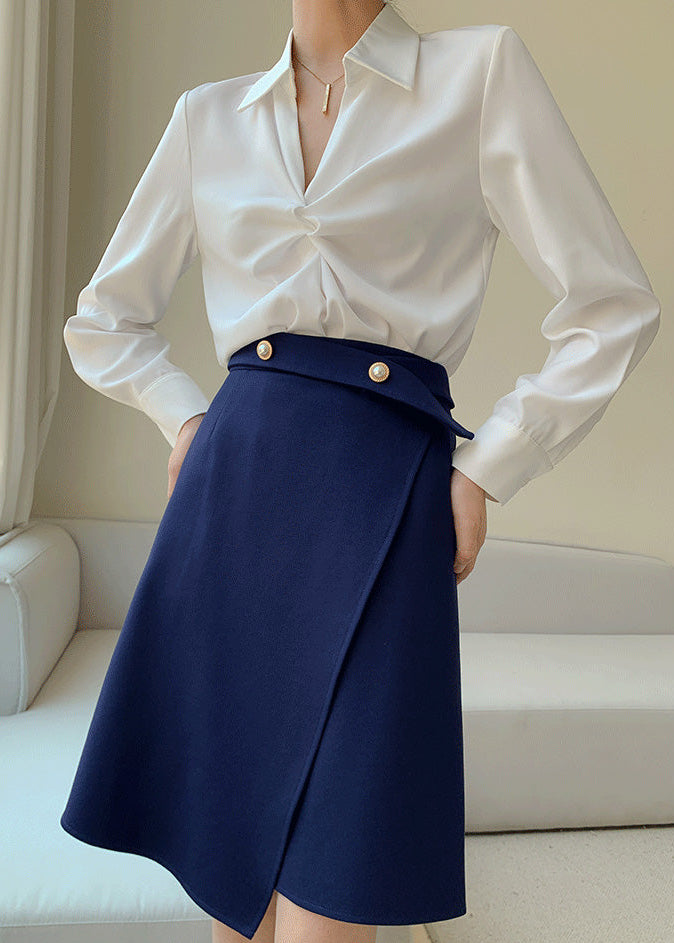 Twist Draped Satin Blouse　R109