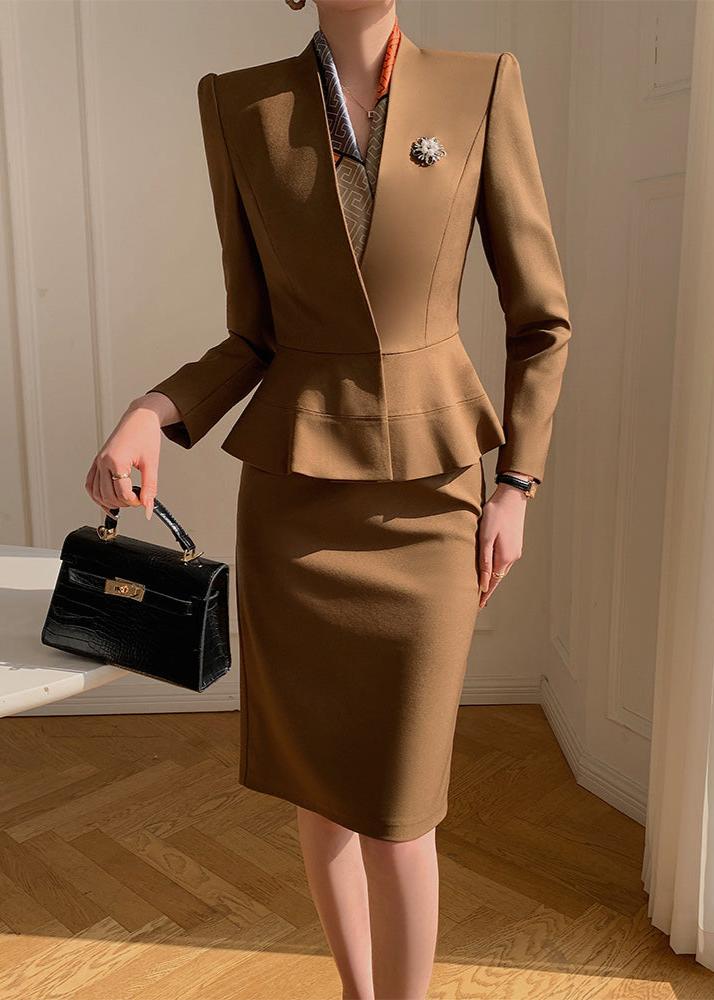 Peplum jacket skirt suit  R3