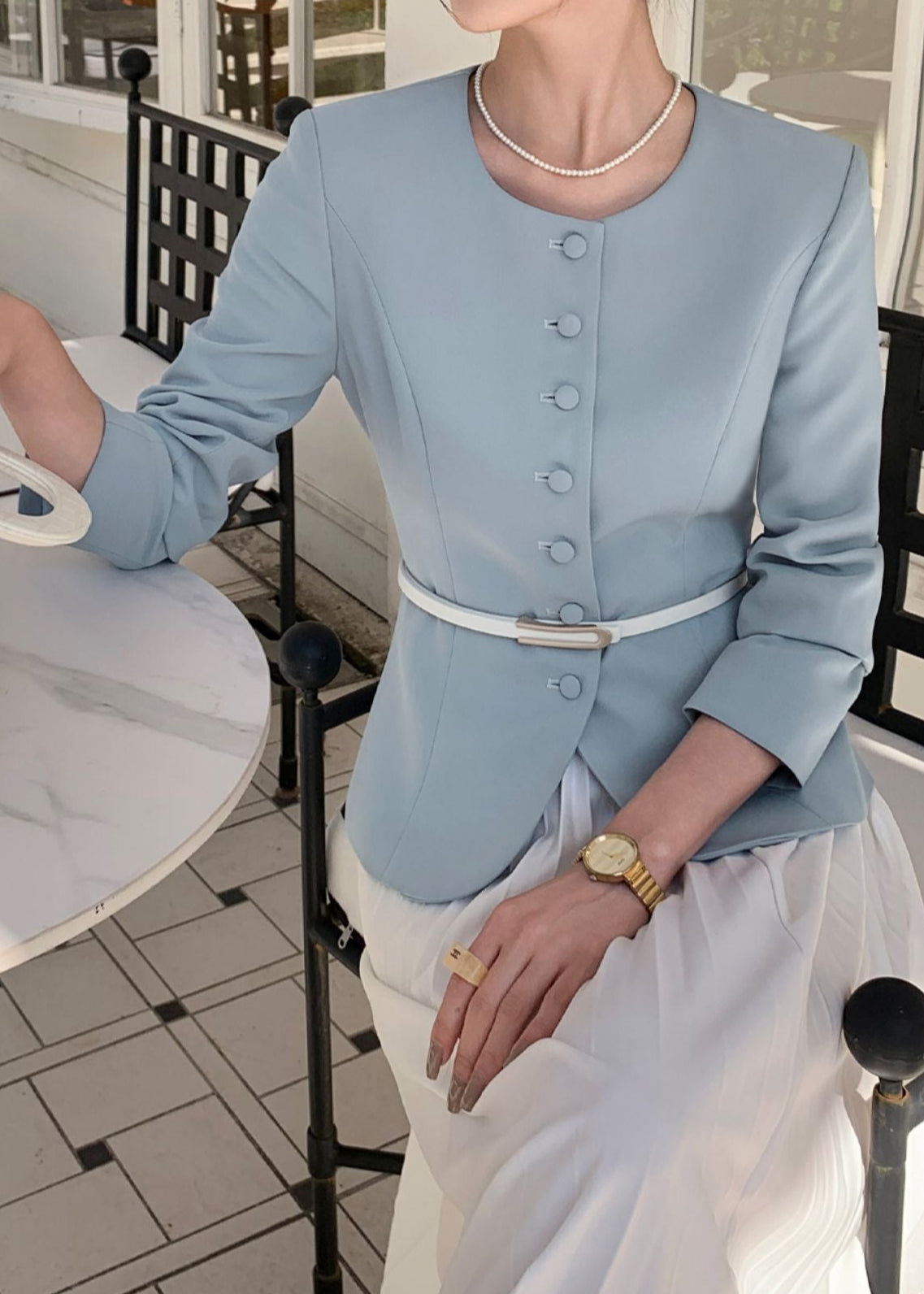 Classic collarless jacket R8