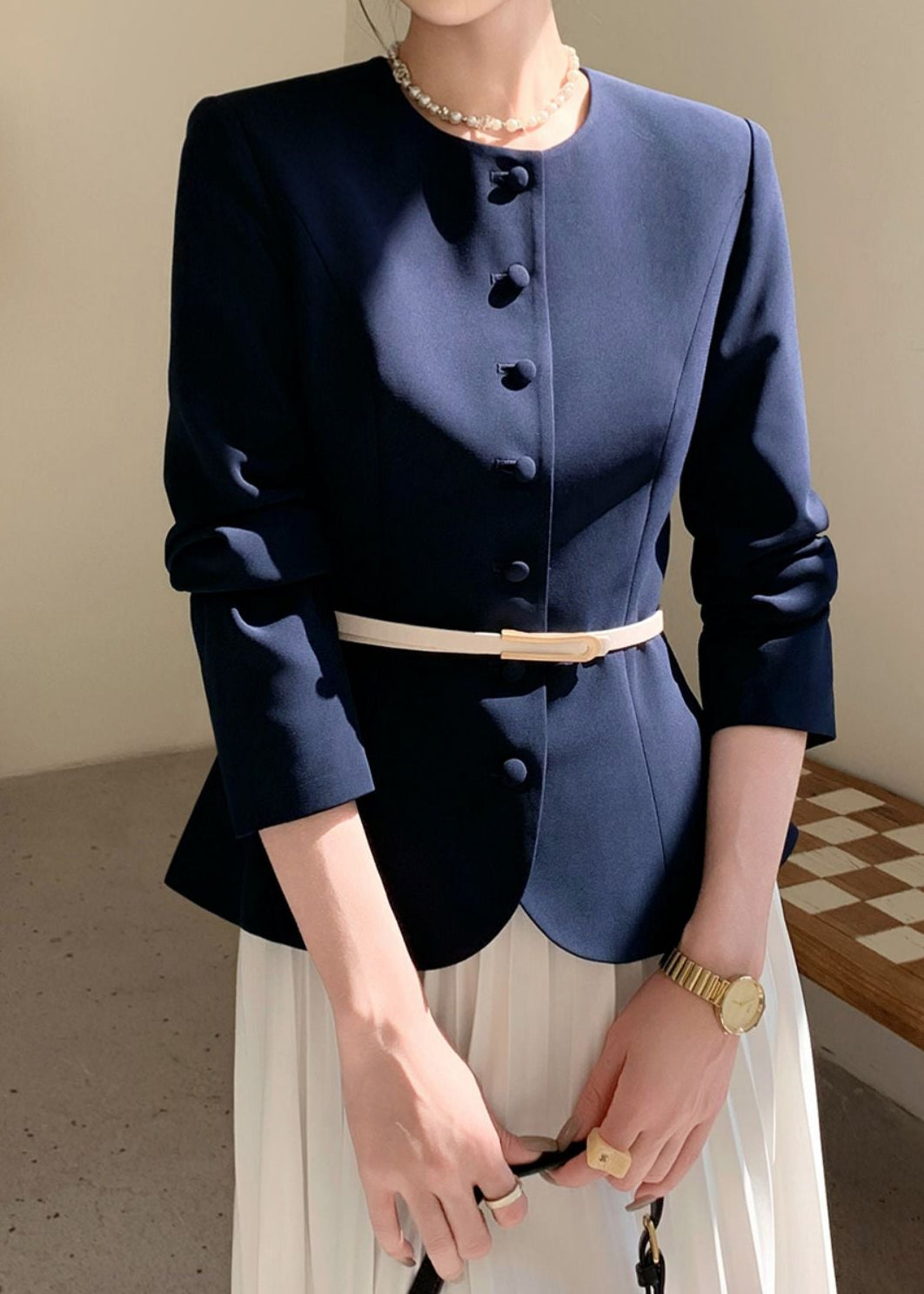 Classic collarless jacket R8