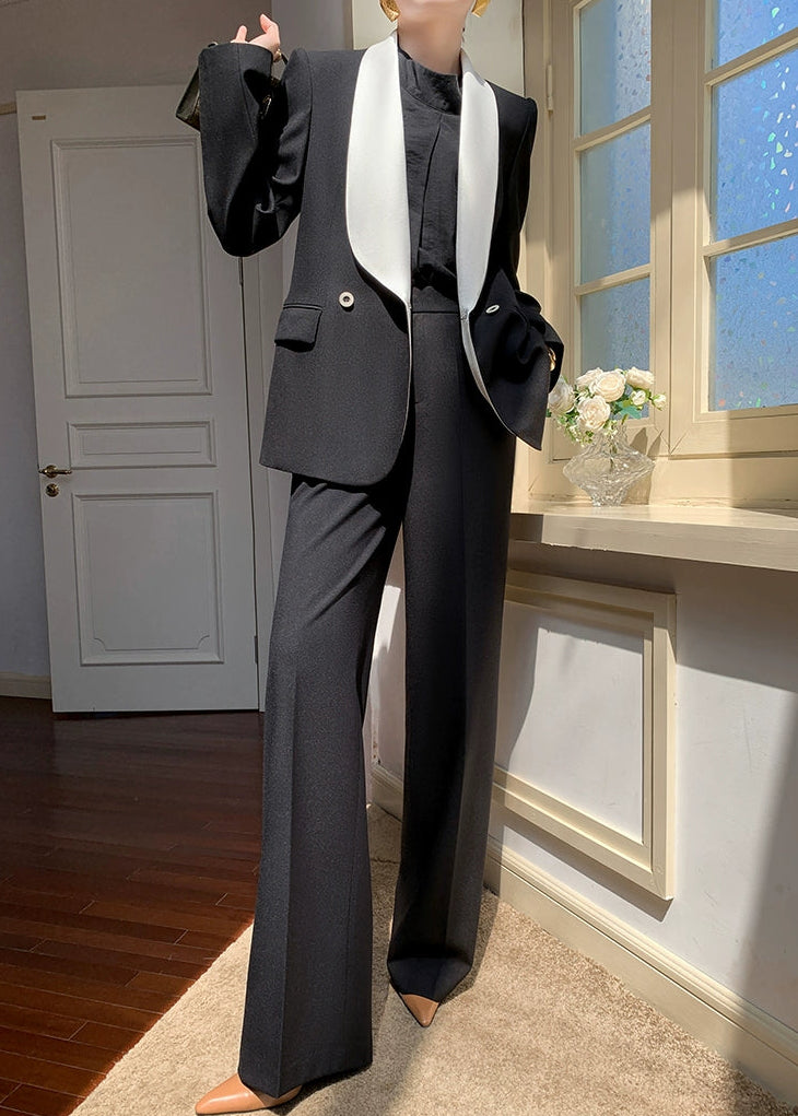 Contrast Shawl Collar Tailored Set-Up　R42