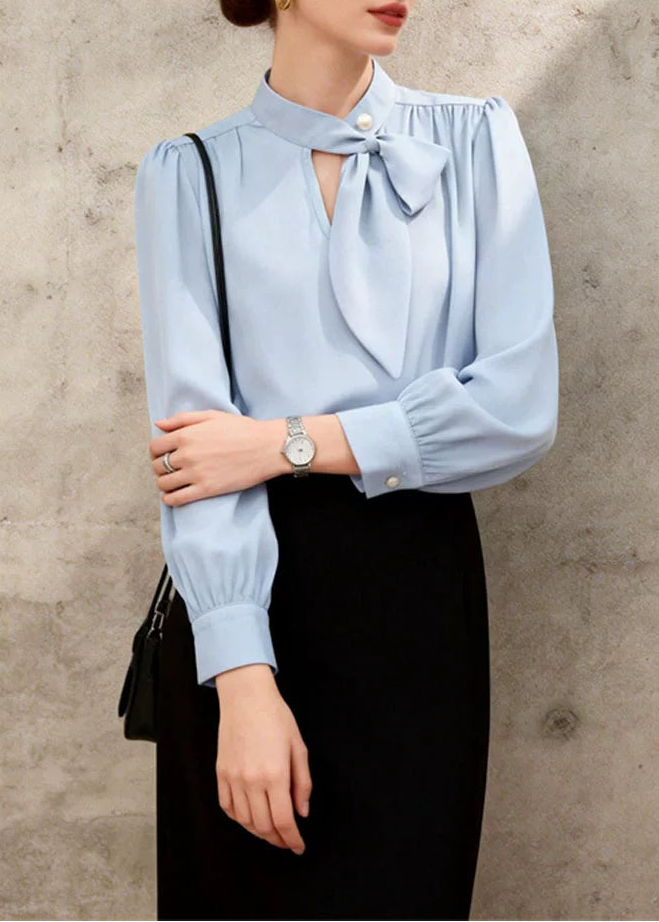 Keyhole Bow Tie Blouse　R100