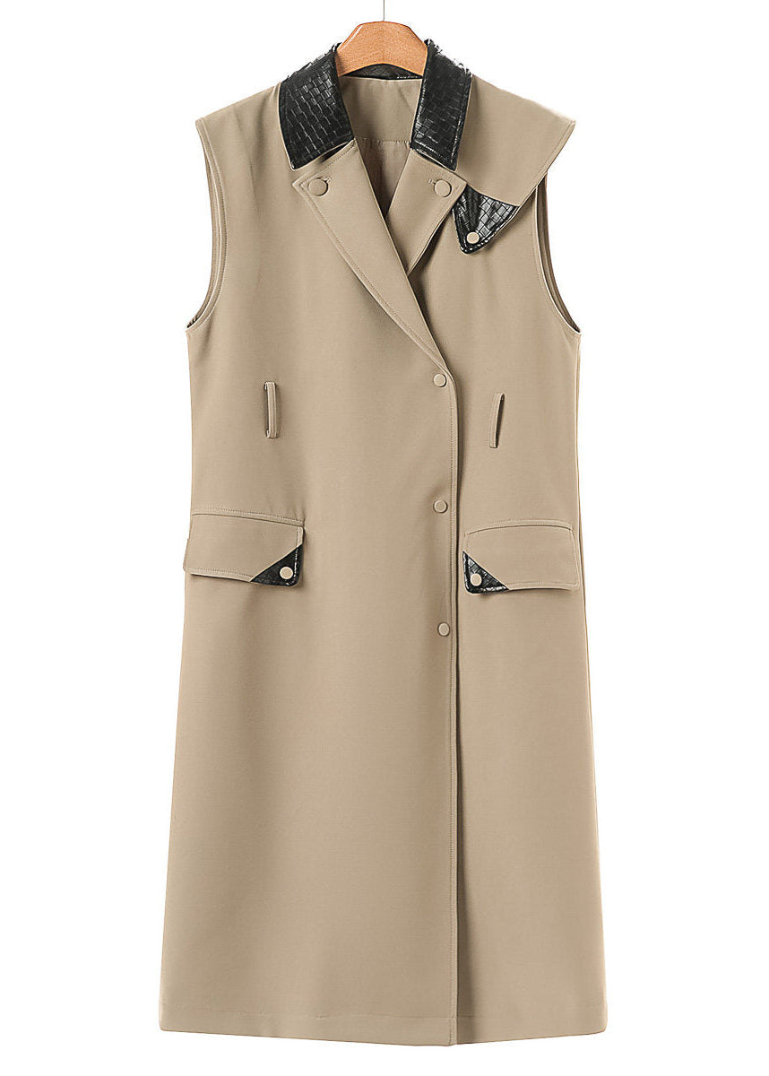 Contrast Collar Belted Long Vest　R164