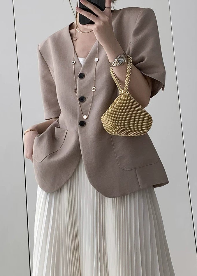 Minimal Half Sleeve Collarless Jacket　R130
