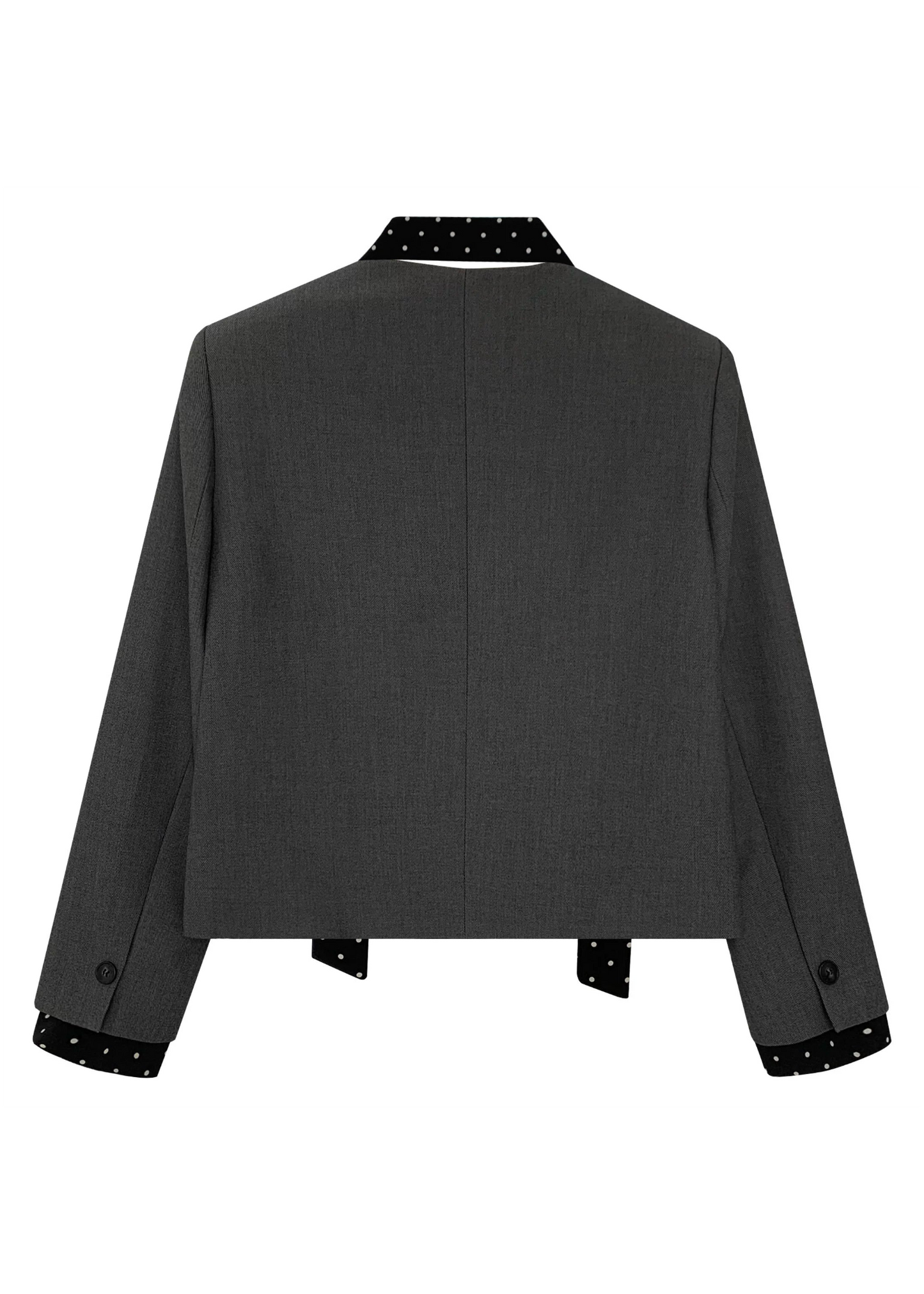 Polka Dot Panel Collarless Jacket　R96
