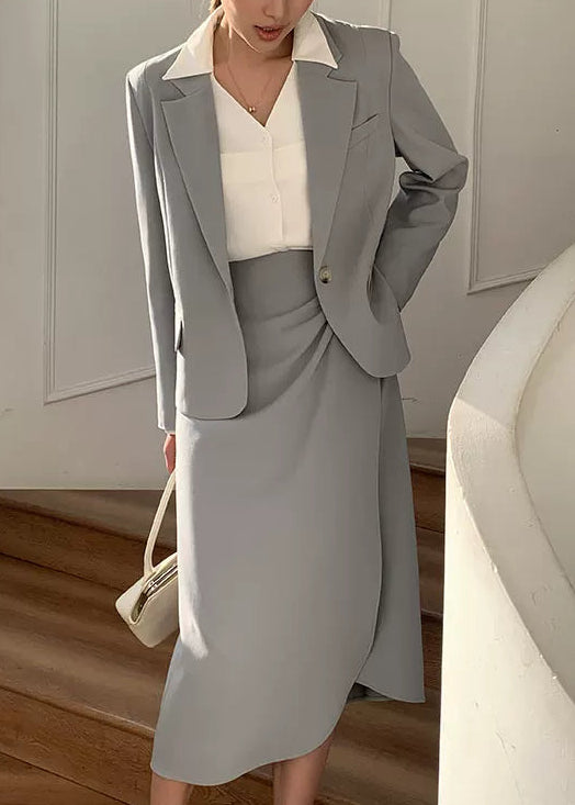 Clean Line Jacket & Draped Midi Skirt Set　R104