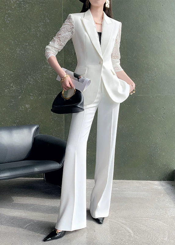 Lace Sleeve Black Tailored Suit Set　R93