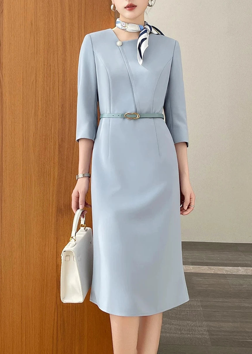Asymmetry Pearl Accent Midi Dress　R91