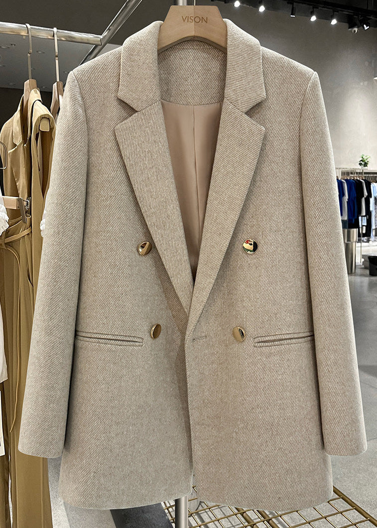 Soft Textured Double-Breasted Blazer　R185