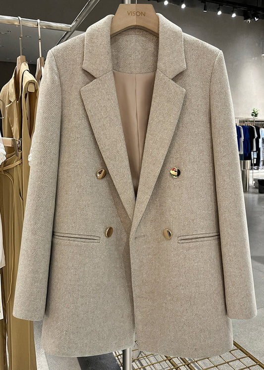 Soft Textured Double-Breasted Blazer　R185