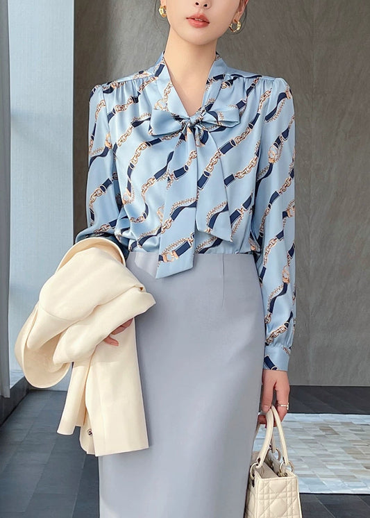 Chain Ribbon Tie Blouse　R77