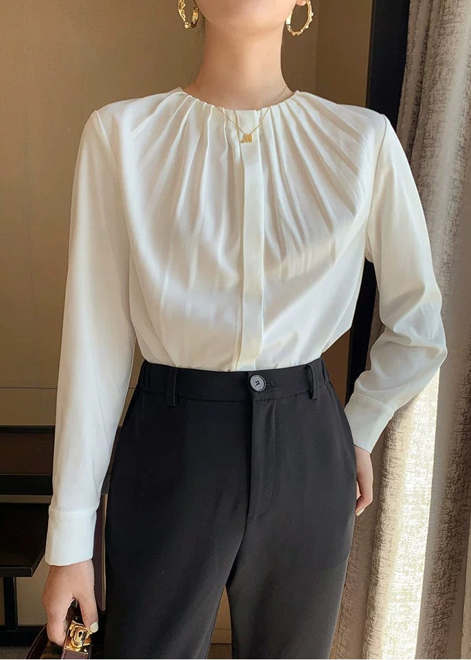 Elegant Gather Neck Blouse　R85