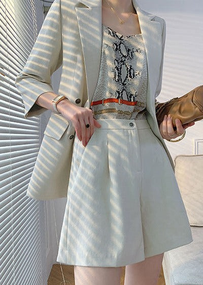 Half-Sleeve Tailored Blazer & Shorts Set　R116