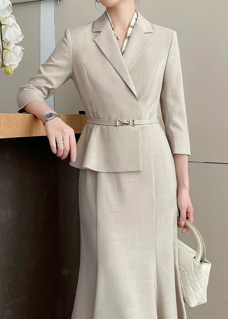 Tailored Belted Flare Midi Dress　R92