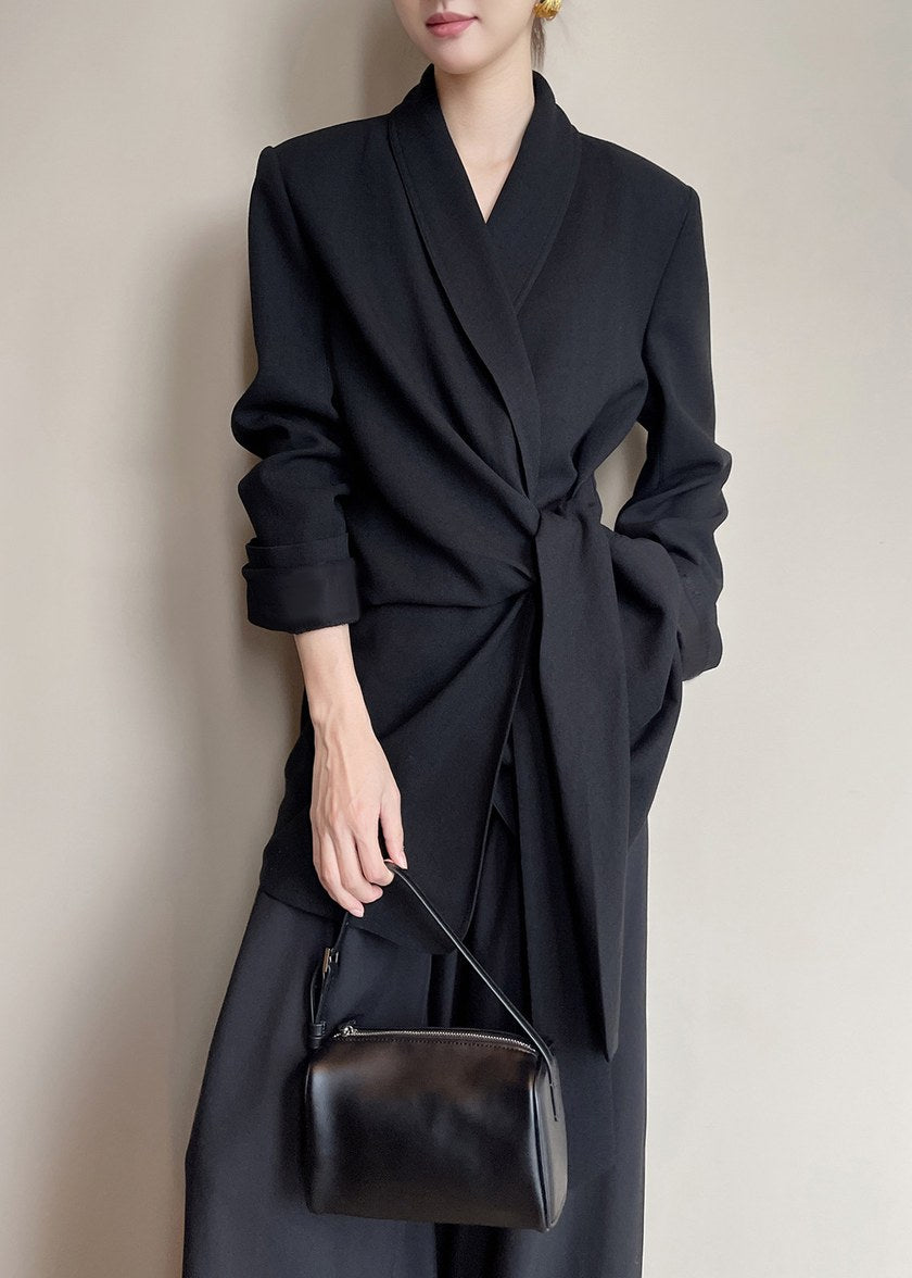 Draped Tie Waist Tailored Jacket　R165