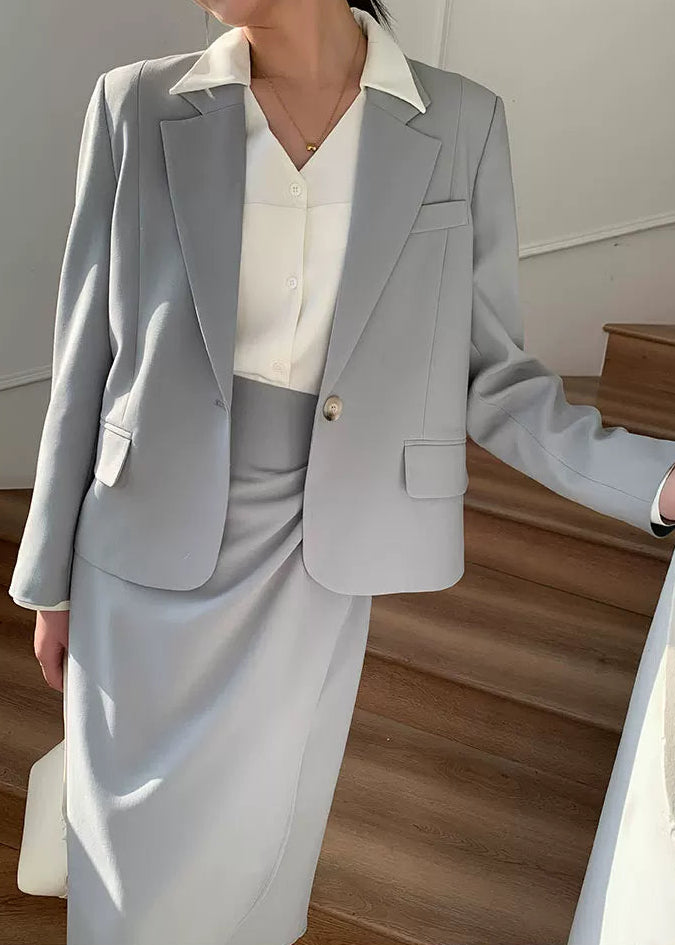 Clean Line Jacket & Draped Midi Skirt Set　R104