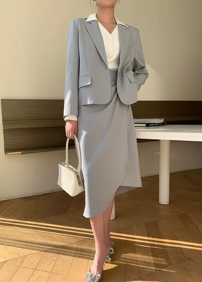 Clean Line Jacket & Draped Midi Skirt Set　R104