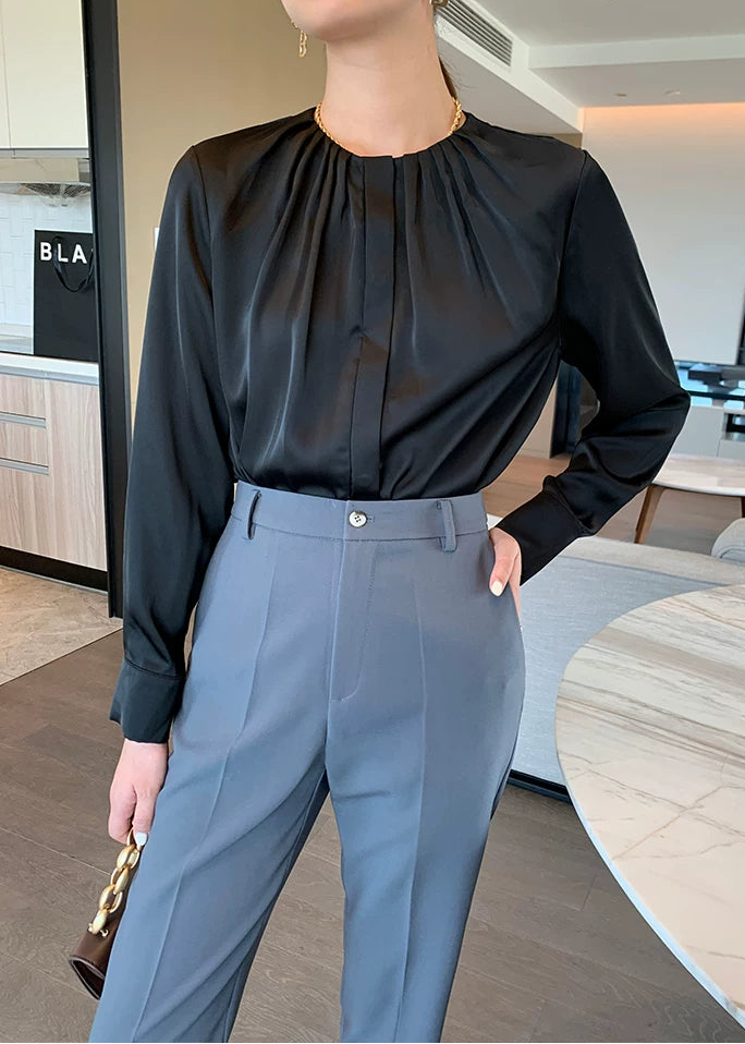 Elegant Gather Neck Blouse　R85