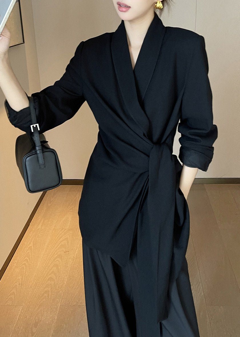 Draped Tie Waist Tailored Jacket　R165