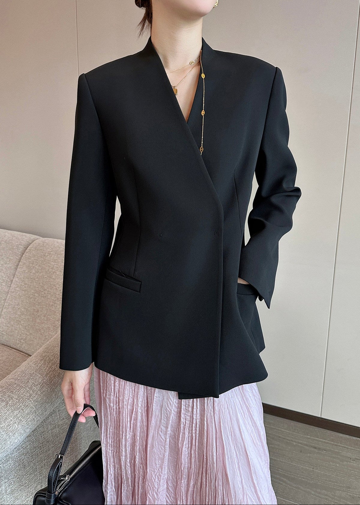 Asymmetric Collarless Blazer　R166