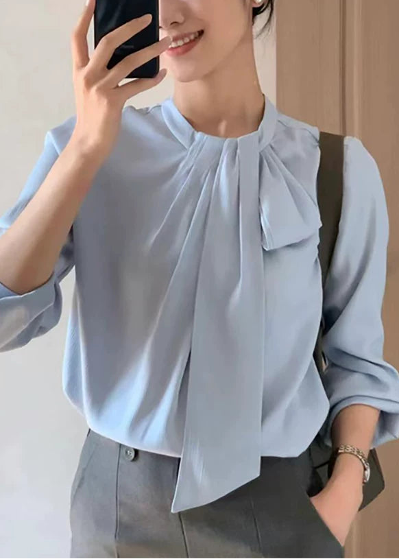 Soft Tie Neck Drape Blouse　R71