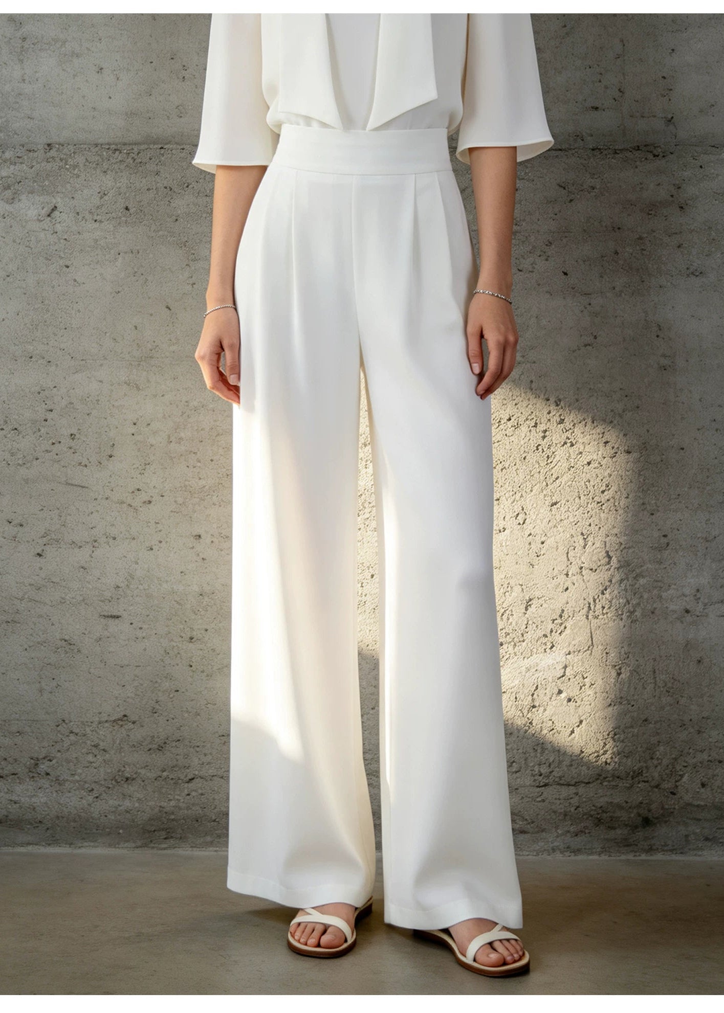 Open-Front Cropped Jacket & Wide-Leg Pants Set　R145