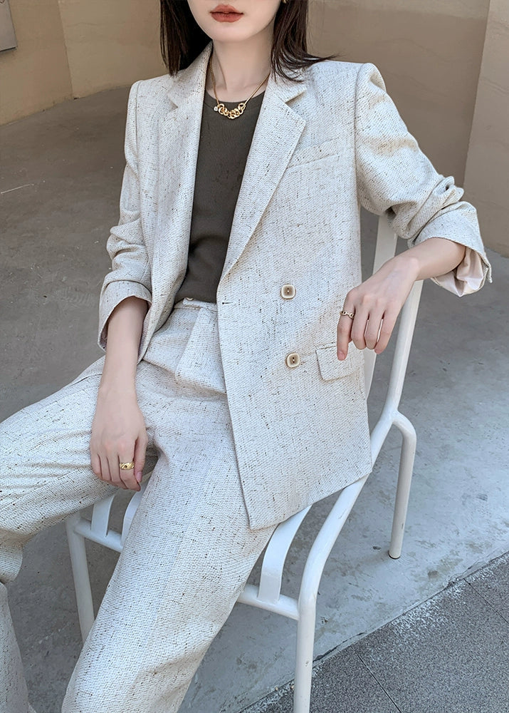 Chic Tweed Wide-Leg Pants Suit　R55