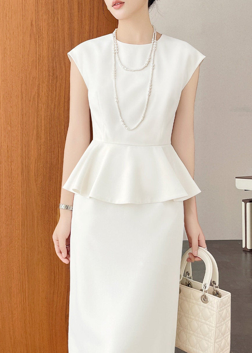 Sleeveless Peplum Top & Pencil Skirt Two-Piece Set　R142
