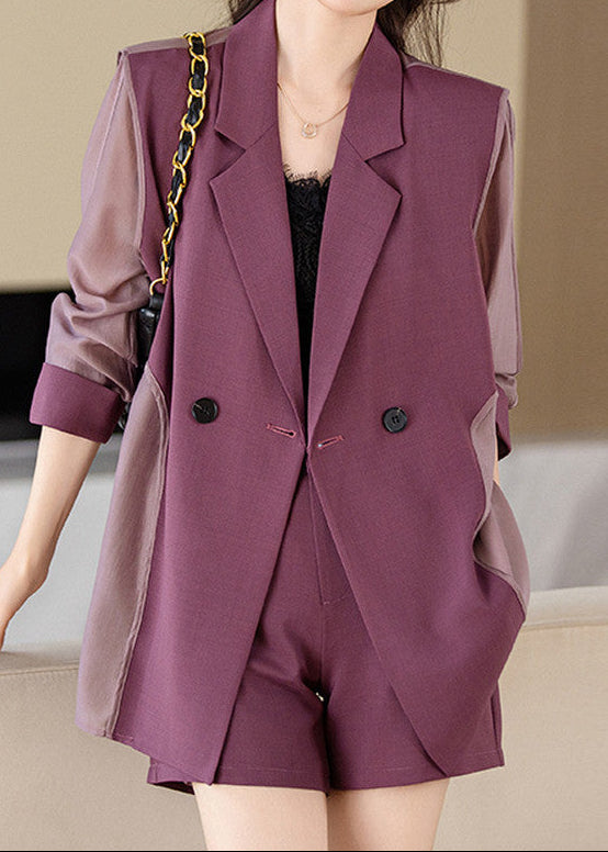 Sheer Sleeve Double-Breasted Blazer　R125